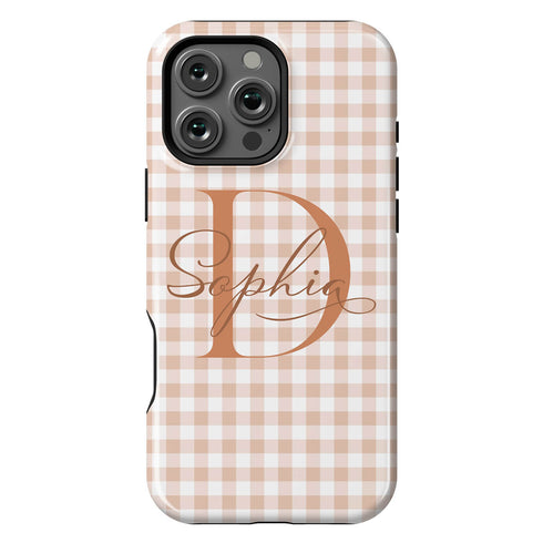 Custom Gingham Name & Initials iPhone Case